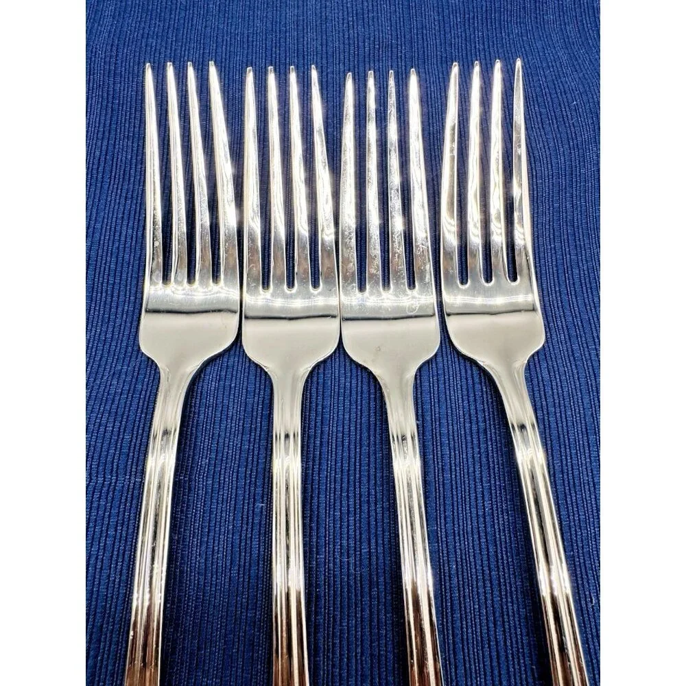 Reed and Barton Cortland Fork Glossy Stainless Flatware 8 inch Lot of‎ 4